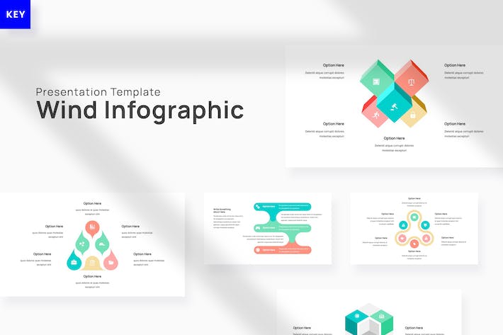 彩色立体聚合信息图形国外keynote模板 - 顶尖PPT