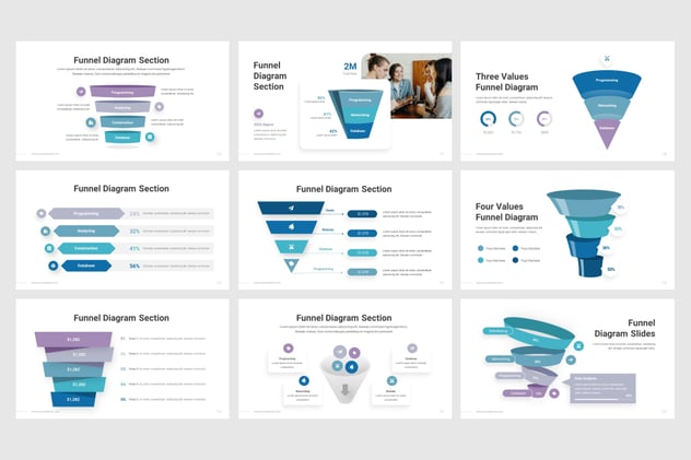 蓝色漏斗信息图形keynote模板 - 顶尖PPT
