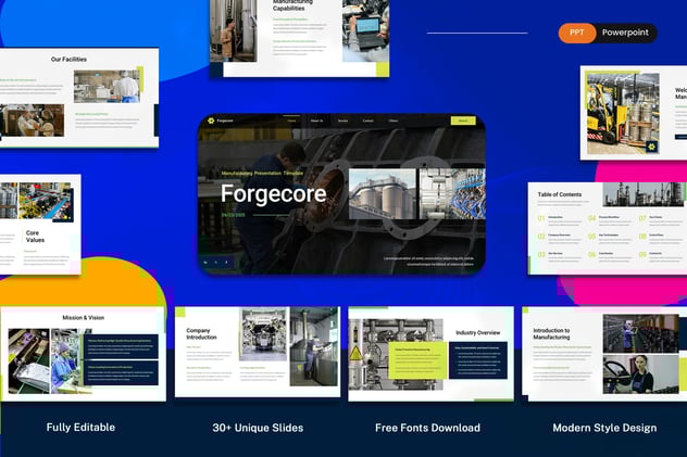 制造业工厂生产流程PPT模板 - 顶尖PPT