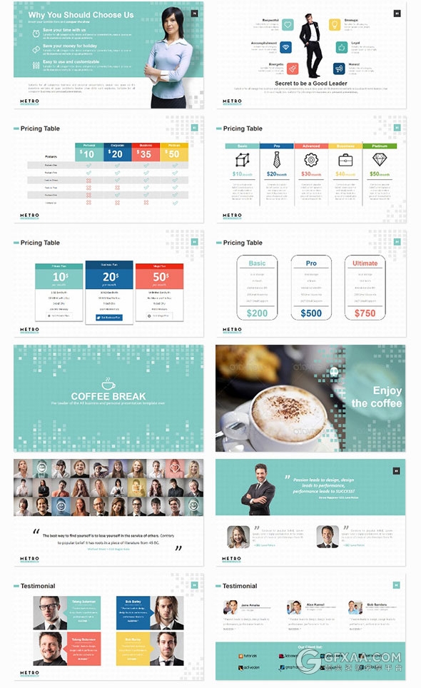 250页商务报告业务统计分析图表PPT模板 - 顶尖PPT