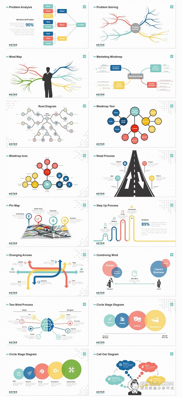 250页商务报告业务统计分析图表PPT模板 - 顶尖PPT