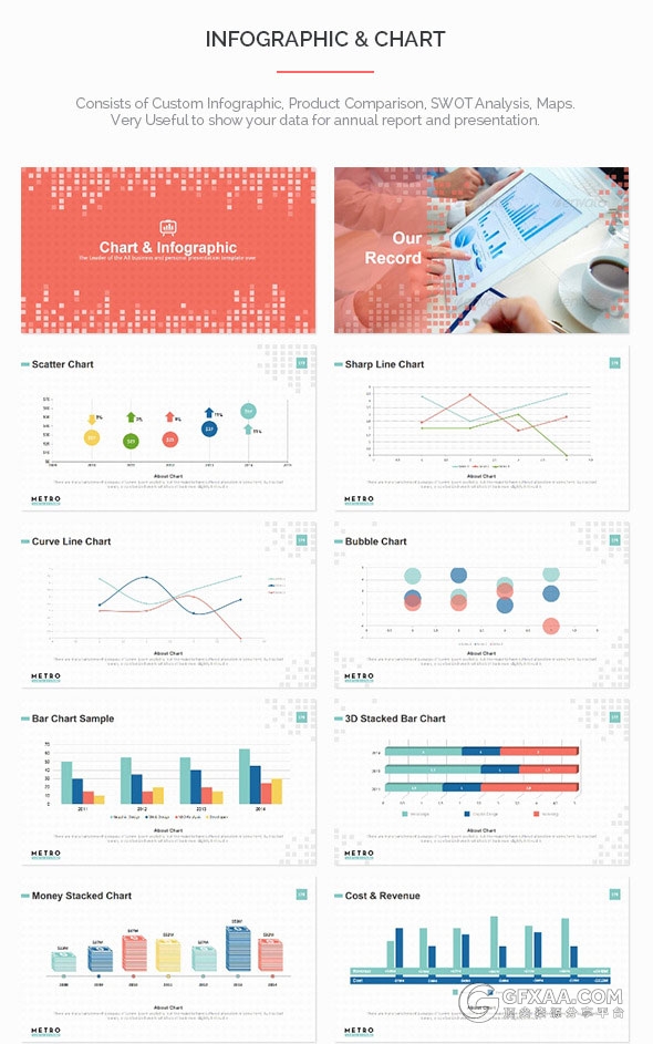 250页商务报告业务统计分析图表PPT模板 - 顶尖PPT