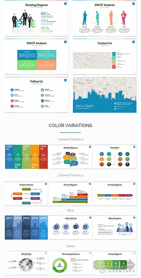 10种配色方案190多页商务多用途keynote模板 - 顶尖PPT