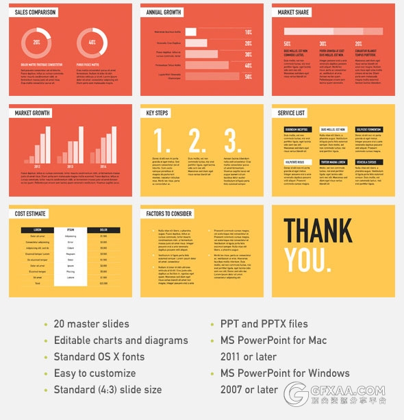 4:3规格扁平化大色块PPT模板 - 顶尖PPT