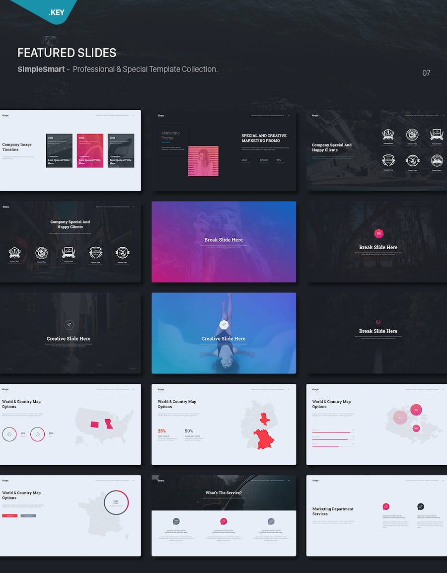 欧美创意简约质感商务多用途keynote模板 - 顶尖PPT