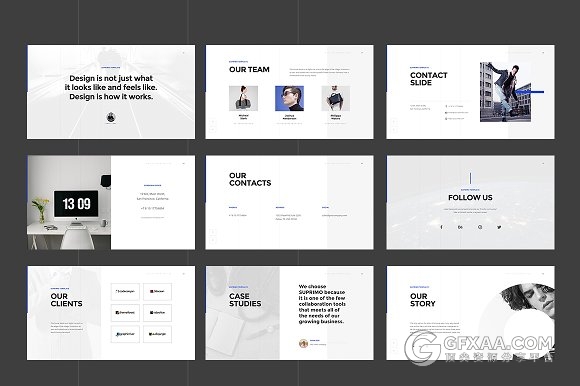 110页扁平化极简风格PPT模板包含图片 - 顶尖PPT