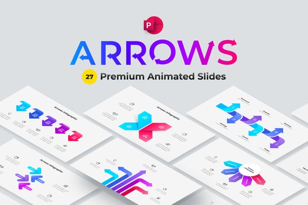 彩色箭头指向图形PPT模板 - 顶尖PPT