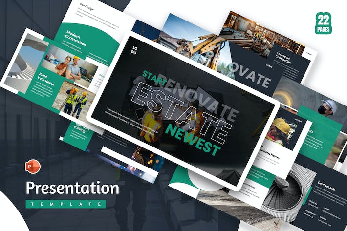 工程建筑施工PPT模板 - 顶尖PPT