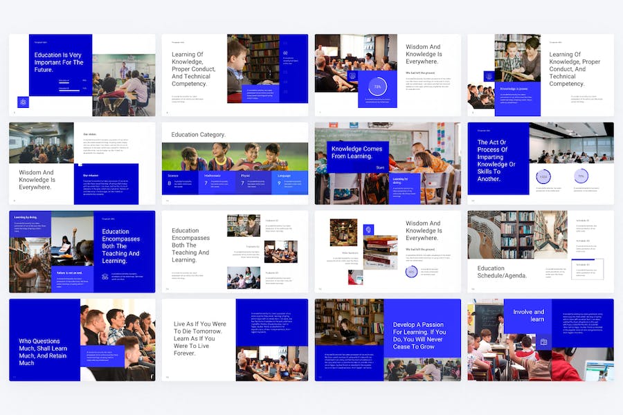 蓝色大气教育行业介绍数据分析PPT模板 - 顶尖PPT