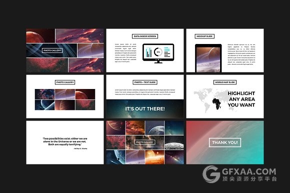 80页虚幻背景宇宙星空展示PPT模板 - 顶尖PPT