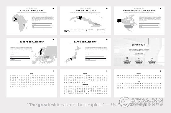 100页极简风格白底黑字PPT模板 - 顶尖PPT