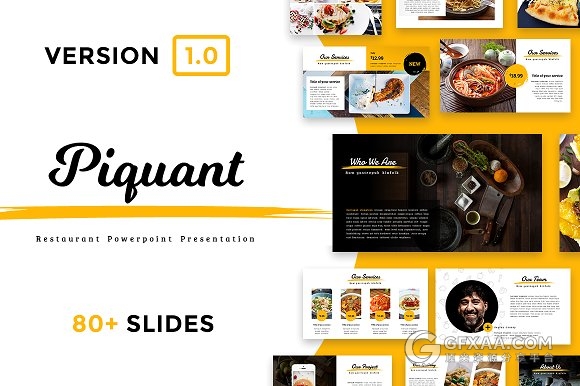 80多页西式餐饮美食摄影报告PPT模板 - 顶尖PPT