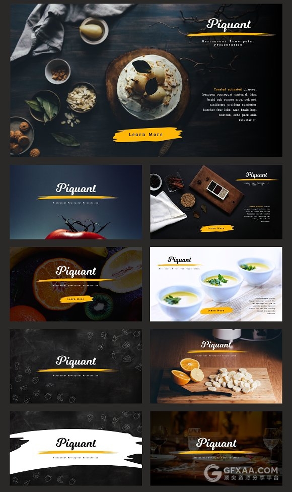 80多页西式餐饮美食摄影报告PPT模板 - 顶尖PPT