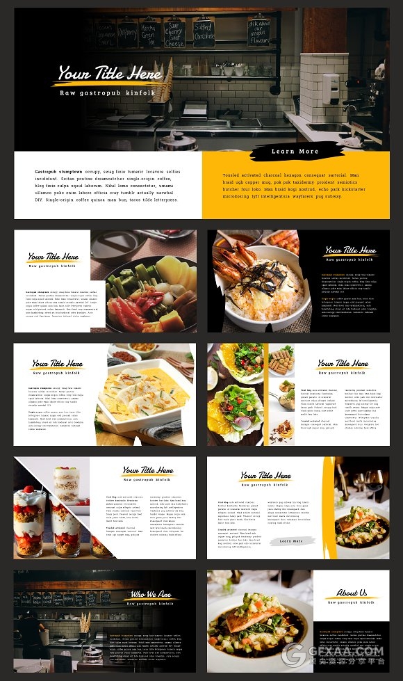 80多页西式餐饮美食摄影报告PPT模板 - 顶尖PPT