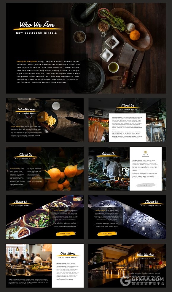 80多页西式餐饮美食摄影报告PPT模板 - 顶尖PPT