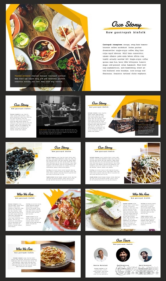 80多页西式餐饮美食摄影报告PPT模板 - 顶尖PPT