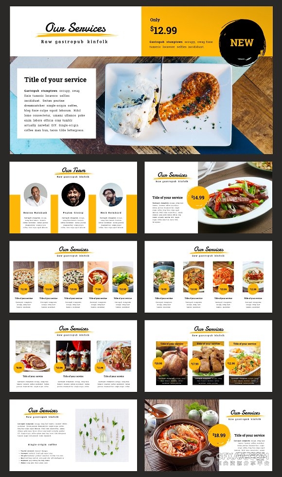 80多页西式餐饮美食摄影报告PPT模板 - 顶尖PPT