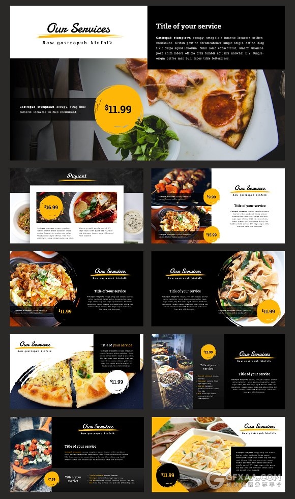 80多页西式餐饮美食摄影报告PPT模板 - 顶尖PPT