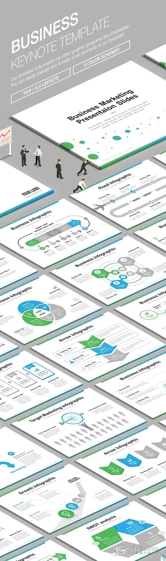 4:3简约风格圆点分散商务keynote模板 - 顶尖PPT