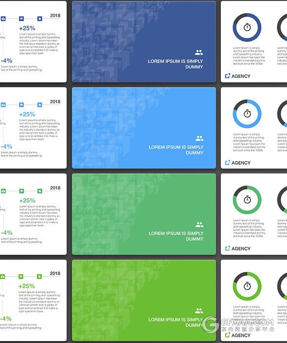 7种配色主题两种比例规格多用途PPT模板 - 顶尖PPT