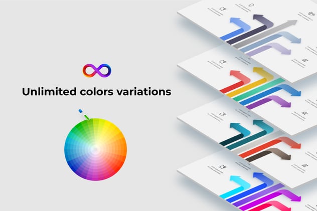 彩色箭头指向图形PPT模板 - 顶尖PPT