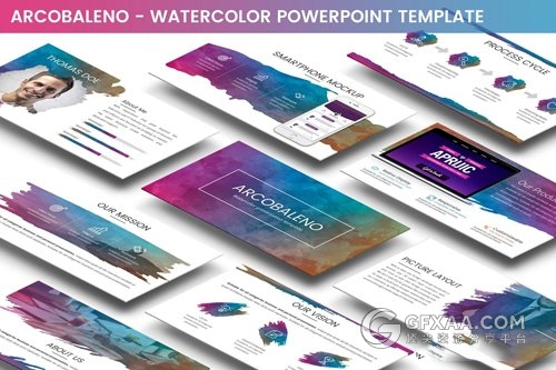 20页水彩创意多用途Google Slides模板3种配色 - 顶尖PPT