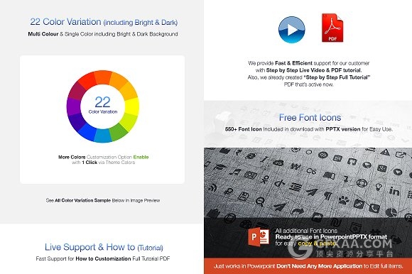 10000页总幻灯片模板3种比例规格22种配色主题 - 顶尖PPT