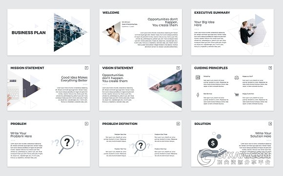 扁平化简约商务计划书PPT模板 - 顶尖PPT