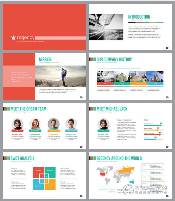 65页欧美商务多色图形图标通用PPT模板 - 顶尖PPT