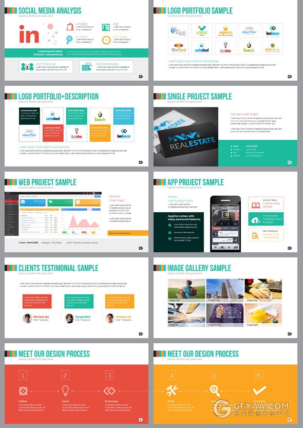 65页欧美商务多色图形图标通用PPT模板 - 顶尖PPT