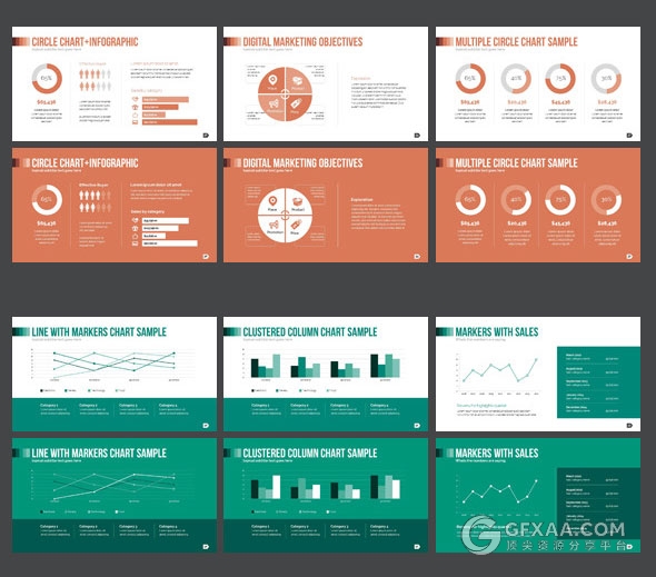65页欧美商务多色图形图标通用PPT模板 - 顶尖PPT