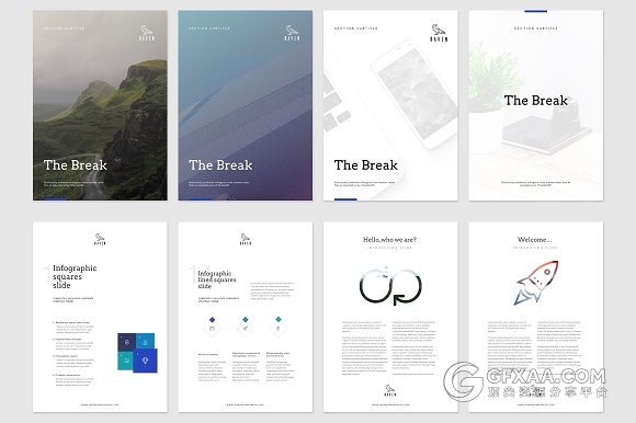 A4规格扁平化简约画册风格keynote模板 - 顶尖PPT