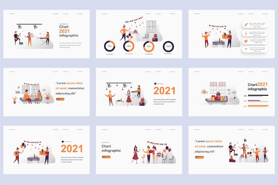 欧美节日庆典活动插画高级PPT模板 - 顶尖PPT