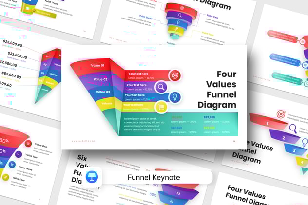 销售漏斗转化流程图形Keynote模板 - 顶尖PPT