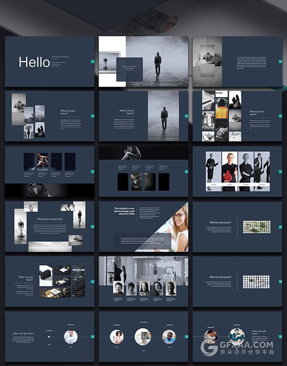 98页商务团队报告总结16种主题配色方案 - 顶尖PPT