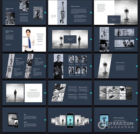 98页商务团队报告总结16种主题配色方案 - 顶尖PPT