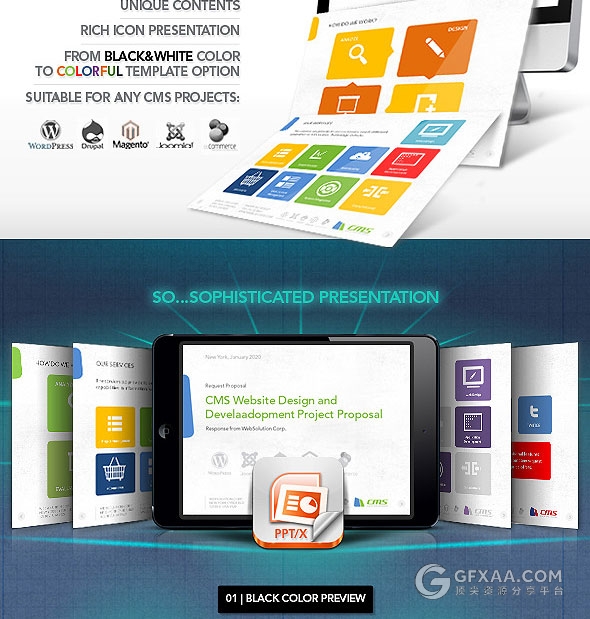 专业CMS网站管理系统市场分析PPT模板 - 顶尖PPT