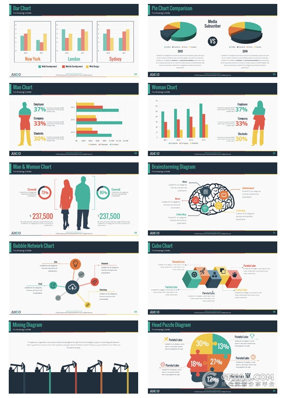 140页欧美商务多用途PPT模板 - 顶尖PPT