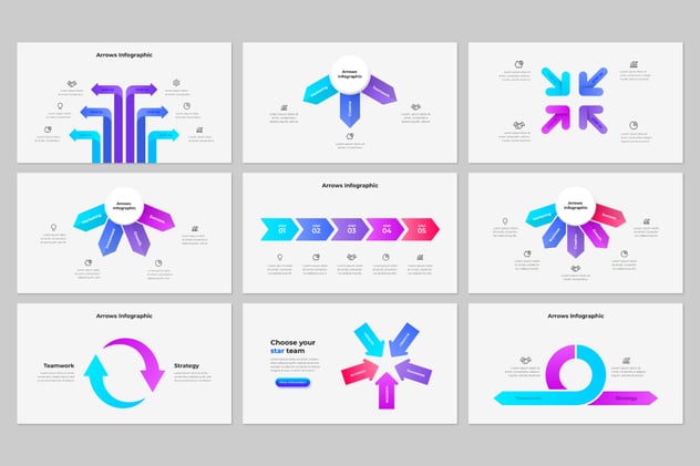 彩色箭头指向图形PPT模板 - 顶尖PPT