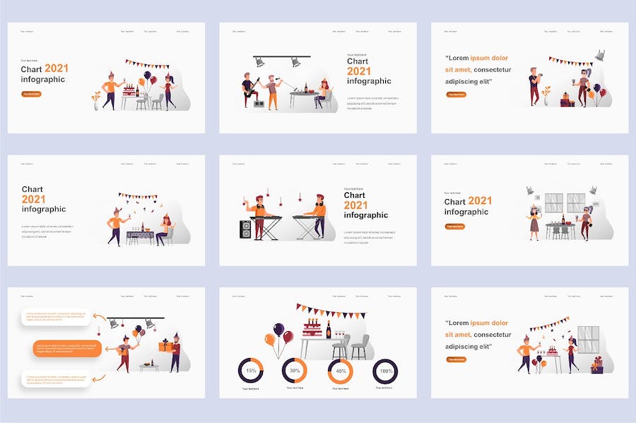 欧美节日庆典活动插画高级PPT模板 - 顶尖PPT