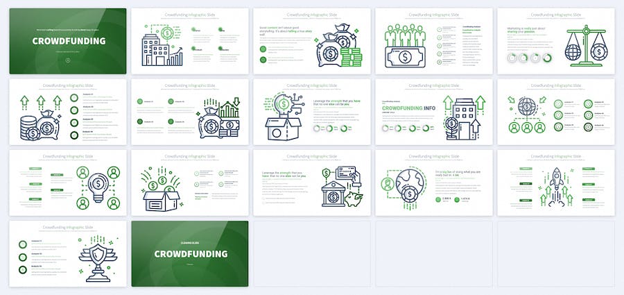 众筹融资线性插画图形PPT模板 - 顶尖PPT