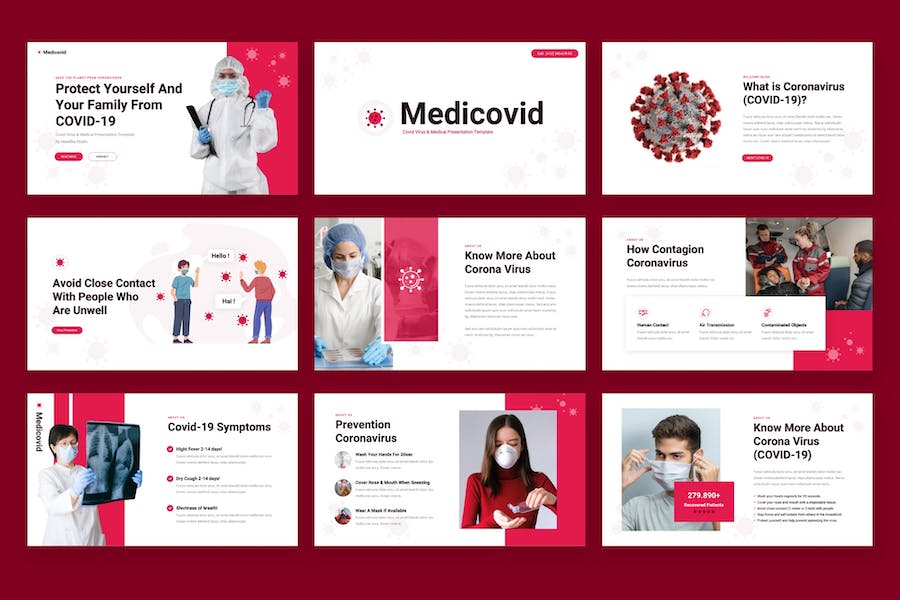 医学防护医疗病毒PowerPoint模板 - 顶尖PPT