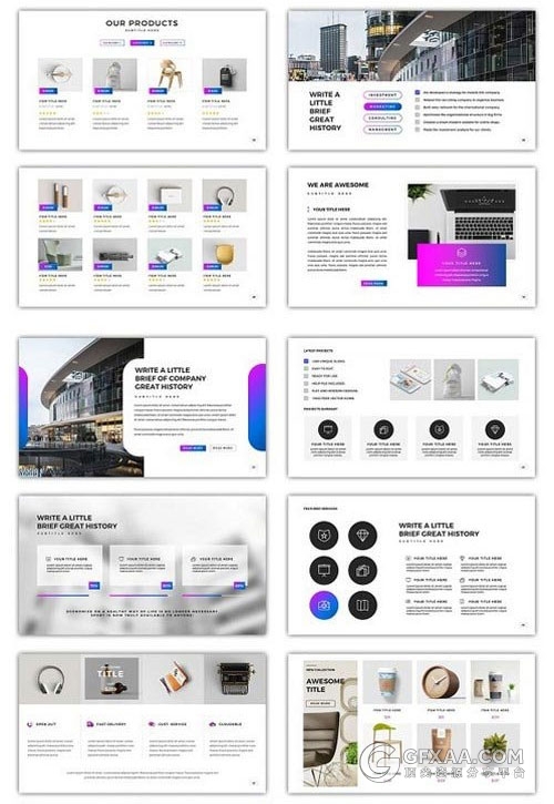 200多页渐变紫色精美商务多用途PPT模板 - 顶尖PPT