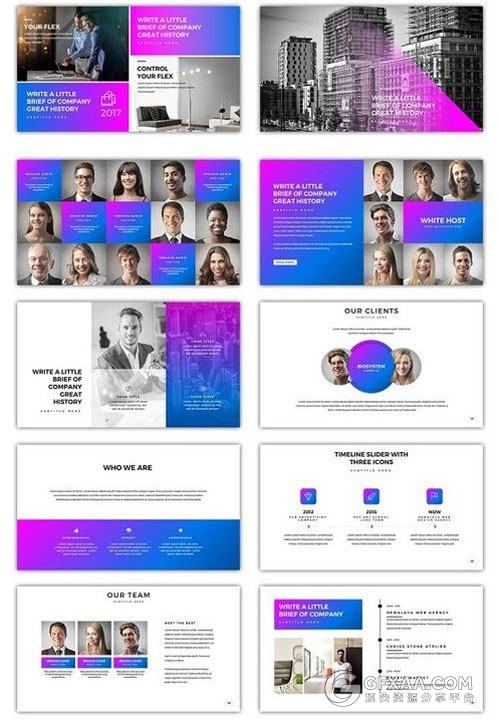 200多页渐变紫色精美商务多用途PPT模板 - 顶尖PPT