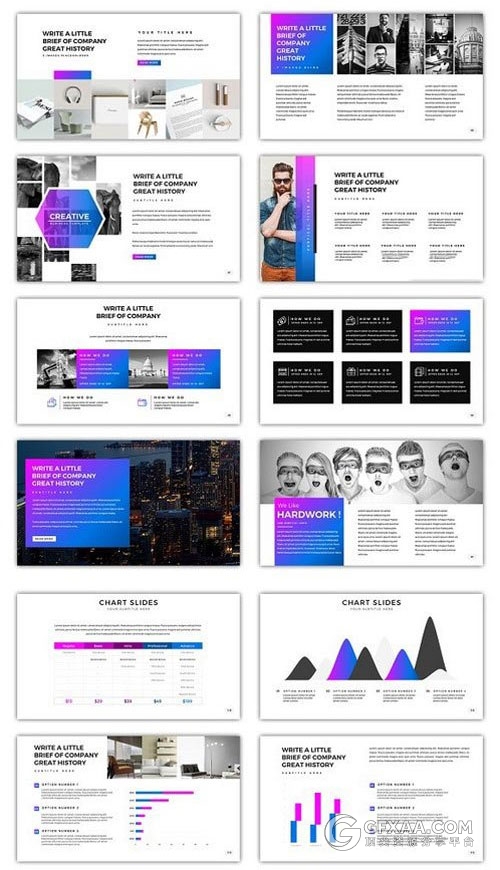 200多页渐变紫色精美商务多用途PPT模板 - 顶尖PPT