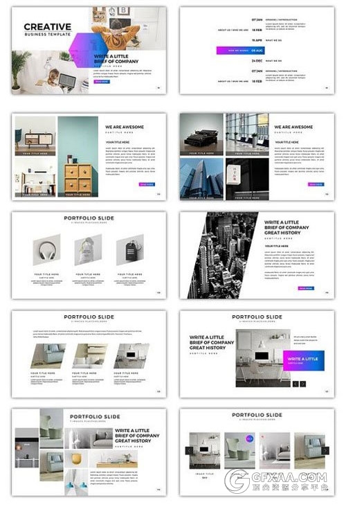 200多页渐变紫色精美商务多用途PPT模板 - 顶尖PPT