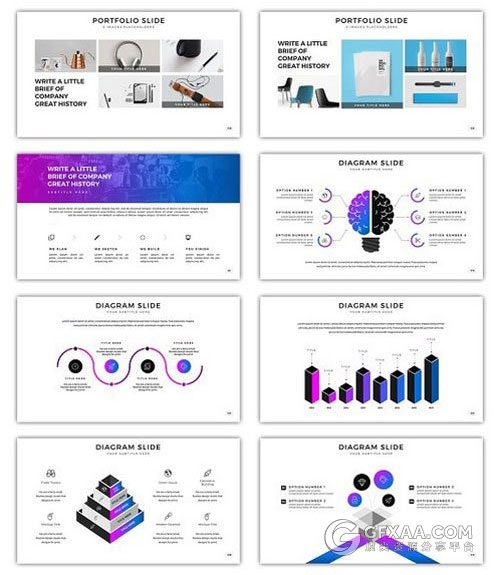 200多页渐变紫色精美商务多用途PPT模板 - 顶尖PPT