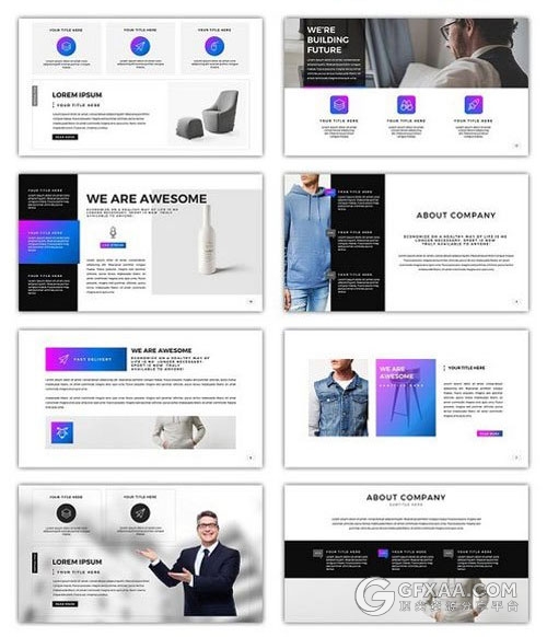 200多页渐变紫色精美商务多用途PPT模板 - 顶尖PPT