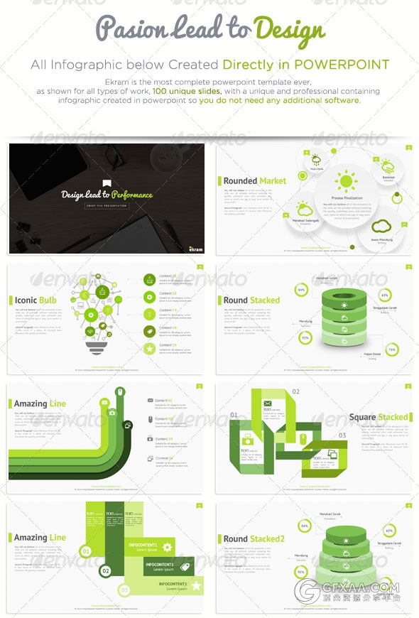 100多页扁平化图形图标商务多用途PPT模板 - 顶尖PPT