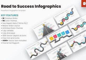 成功路径实现步骤展示方案PPT模板 - 顶尖PPT